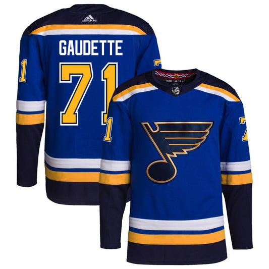 Adam Gaudette St. Louis Blues adidas Home Authentic Pro Jersey - Royal