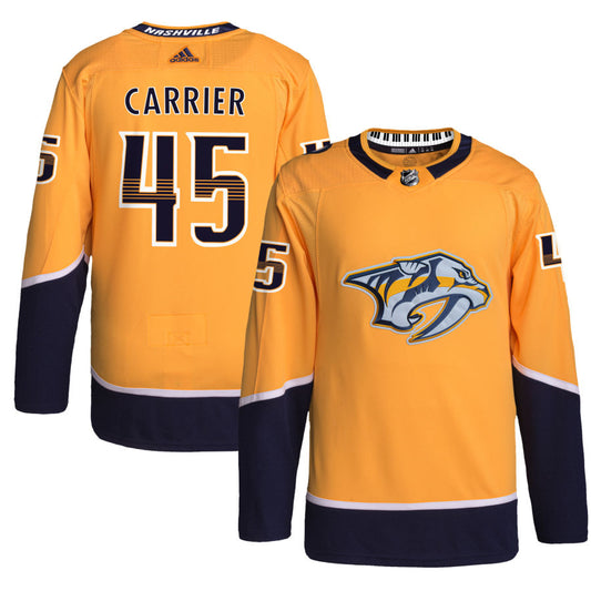 Alexandre Carrier Nashville Predators adidas Home Primegreen Authentic Pro Jersey - Gold