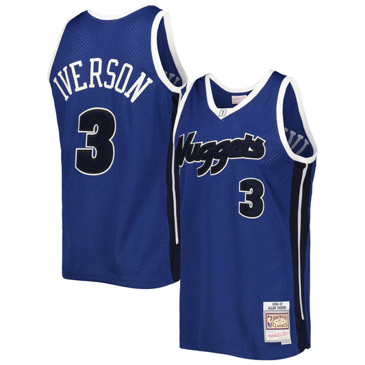 Allen Iverson Denver Nuggets Mitchell & Ness Hardwood Classics Off-Court Swingman Jersey - Blue