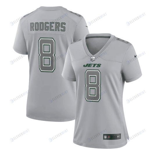 Aaron Rodgers 8 New York Jets Women Atmosphere Fashion Game Jersey - Heather Gray