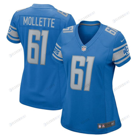 Alex Mollette 61 Detroit Lions Women's Team Game Jersey - Blue